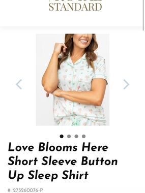 Love Blooms Here Short Sleeve Button-Up Sleep Shirt - Mint Floral